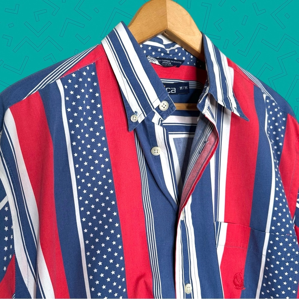 Vintage Nautica American Flag Button Down Shirt